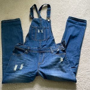 Worn once Polagram distressed denim overalls. Size S/P